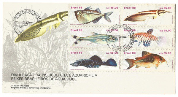 Envelope 1º Dia - Tema Peixes Brasileiros de Água Doce. Muito bem conservado.