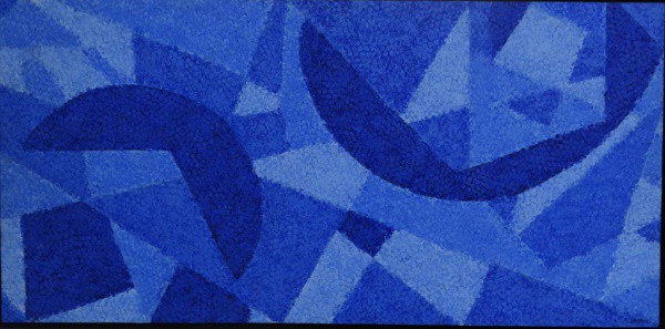 CLAUDIO TOZZI. Composição em azul - a.s.e. - 42 x 84 cm - assinado e datado 1992.