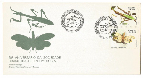 Envelope 1º Dia - 50º Aniversário da Sociedade Brasileira de Entomologia. Muito bem conservado.