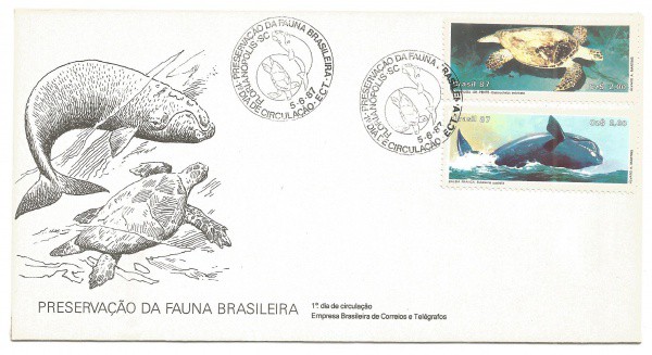 Envelope 1º Dia - Série Preservação da Fauna Brasileira. Muito bem conservado.