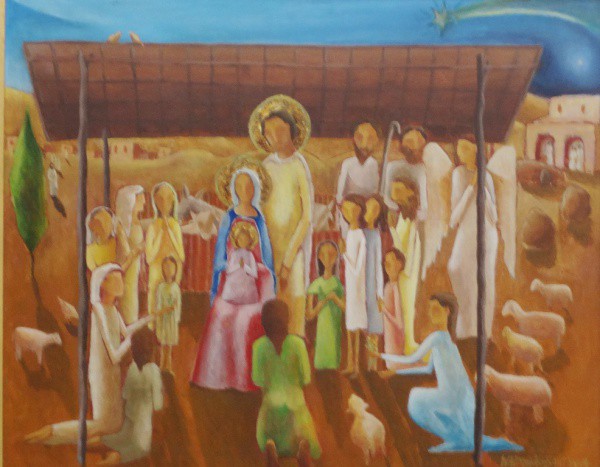 WALDOMIRO SANTANA. Natividade - o.s.e. - 50 x 60 cm - assinado no cid. No verso nº 46 - nov/1986.