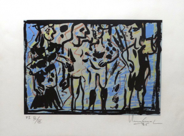 IBERÊ CAMARGO. Figuras - serigrafia PI IX/XV - 45 x 64 cm - assinado e datado 85 no cid.