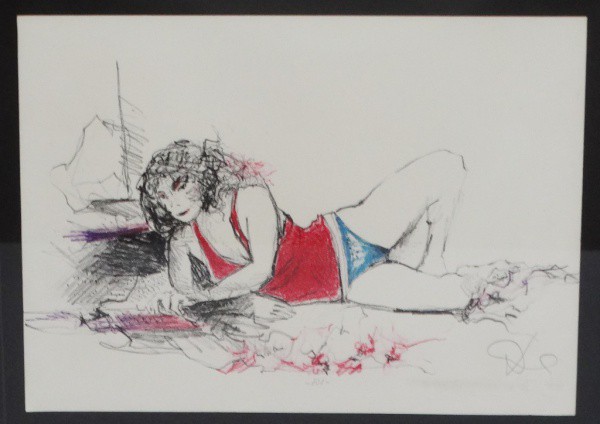 DAREL VALENÇA. Garota de vermelho - téc. mista - 25 x 35 cm - assinado no cid.
