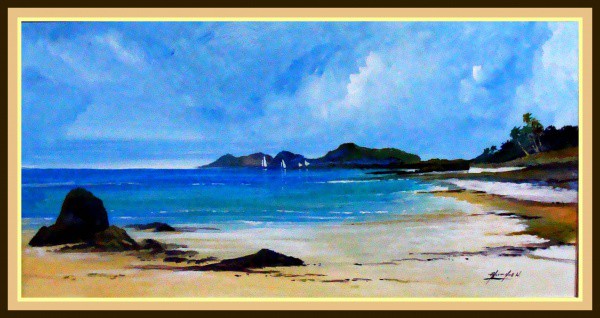 Alexandre Washington - Quadro óleo sobre eucatex  60x120cm - 16527