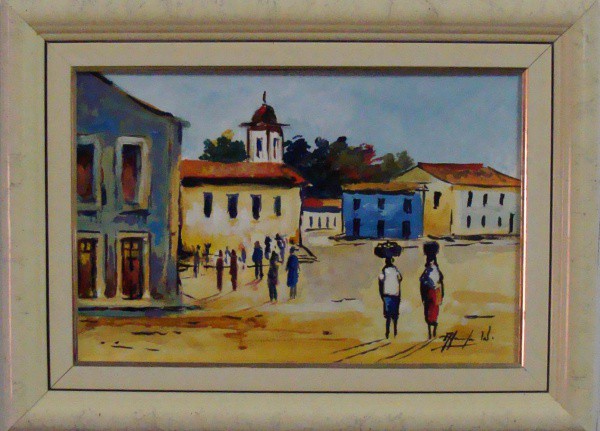 Alexandre Washington - Quadro óleo sobre eucatex  20x30cm com moldura - 17234
