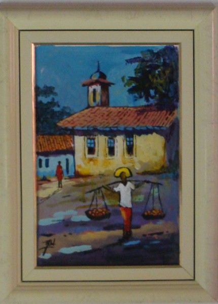 Alexandre Washington - Quadro óleo sobre eucatex  20x30cm com moldura - 17345