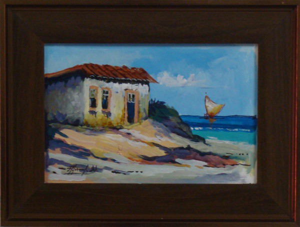 Alexandre Washington - Quadro óleo sobre eucatex  20x30cm com moldura - 17347