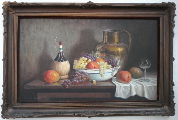 Guerino Grosso, Década de 60/70, Natureza Morta, medindo 81 x 121 cm com moldura