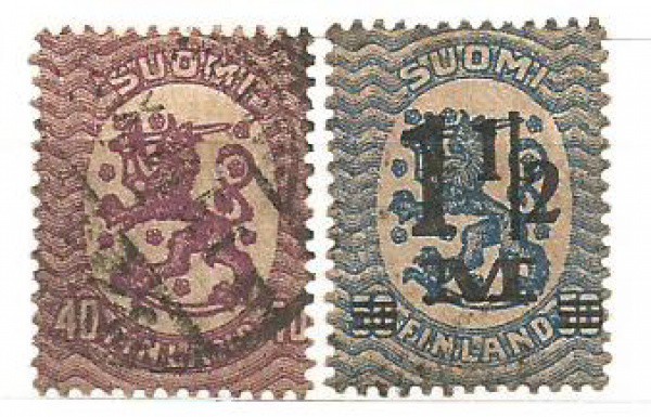 Filatelia: Selos Finlândia - Leão Finlandês, 1922. MBC