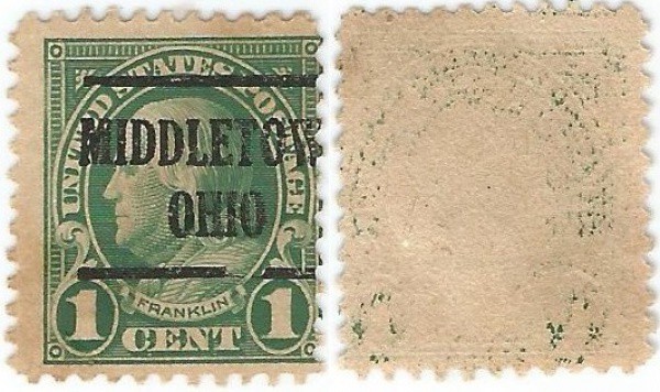 Filatelia : Selo Clássico Estados Unidos. - Benjamin Franklin - 1 Cents. VERSO APARENTE.
