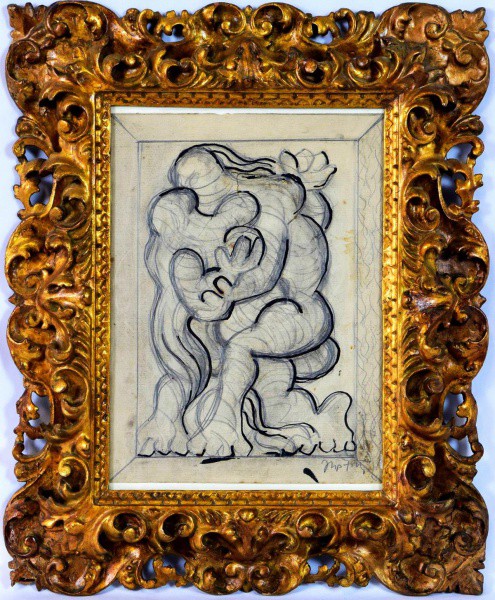 Jacques Lipchitz (22 de agosto 1891 - 16 de maio de 1973), "Casal com recém nascido", Técnic