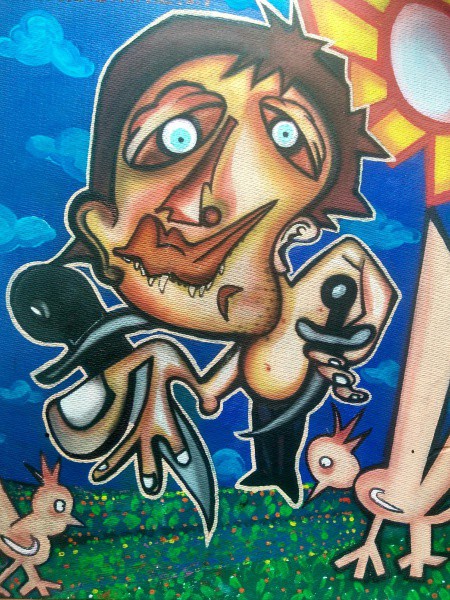 Rafael Vaz. O.S.P. 32 X 40. morte das galinhas. Ass verso.