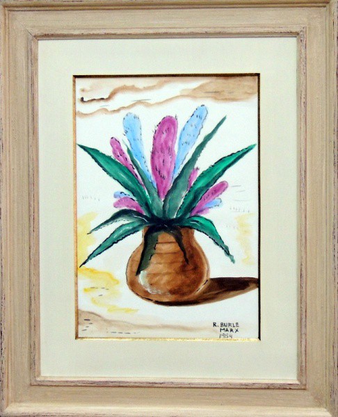 Roberto Burle Marx,  Vaso com Flôres - guache - dat. 1984 - med. 40 x 30 cm