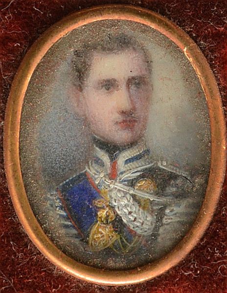 Casa Imperial Brasileira. Ramificação Familiar. Ferdinand II. Rei de Naples. Miniatura sobre folha d