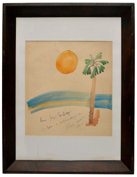 Aldemir Martins (Ceará, Brasil, 1922 - São Paulo, Brasil, 2006). `Paisagem`. Aquarela. Assinado e da