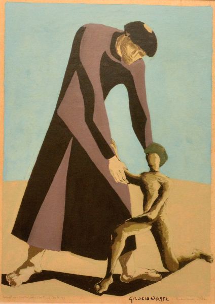 Clóvis Graciano (São Paulo, 1907 - 1988). `Padre Anchieta`. OSP. Assinado e datado frente e verso Gr