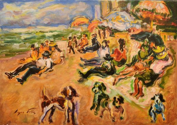 Sergio Telles (Rio de Janeiro, 1936). Inscrições no verso: `Soneca na Praia de Foz. Porto, 1992. Est