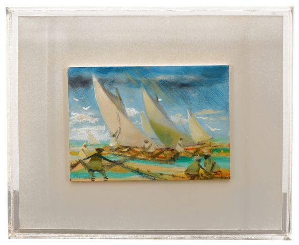 Enrico Bianco (Roma, 1918 - Rio de Janeiro, 2013). `Jangadeiros`. OSD. Assinado cie e datado 1980. 1