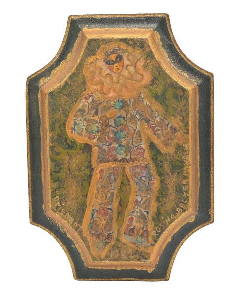 Rosina Becker do Valle (Rio de Janeiro, 1914 - 2000). `Pierrot`. Óleo sobre Placa de Madeira Recorta