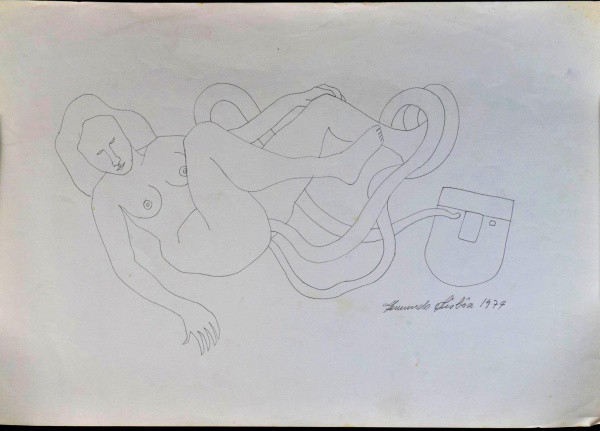 Fernando Lisboa (Rio de Janeiro RJ 1934 - Rio de Janeiro RJ 1978) , "erótico " , lápis sobre