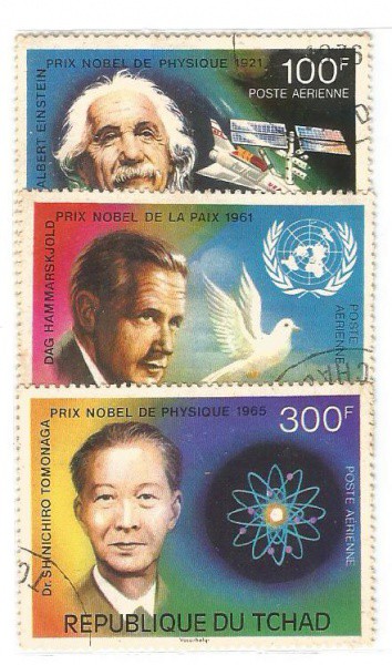 Filatelia : Selos (3) Republica Du Tchad - Premio Nobel , 1965 . MBC