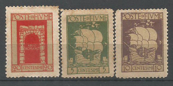 Filatelia : Selos (3) Fiume - Barco Veneziano - 1924. NOVOS
