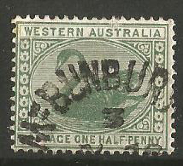 Filatelia : Selo Clássico Austrália Ocidental. Cerca de 1902. MBC