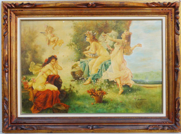 L. ANDERSON. Cena idílica - o.s.t. - 62 x 92 cm - assinado no cid.