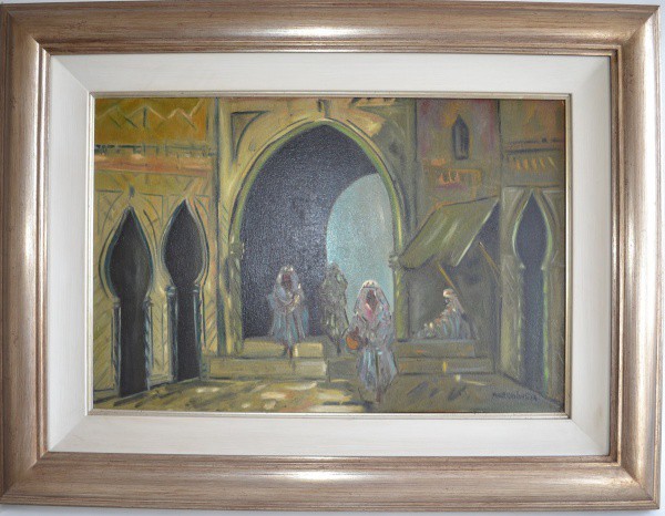 MAURICIO FONSECA. "Fachada com figuras". Óleo sobre tela 40X60. Assinado no canto inferior d