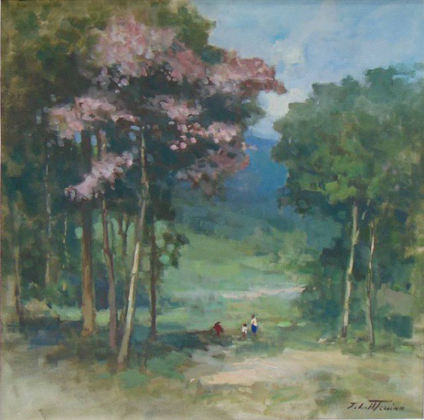 MESSINA - Paisagem , óleo sobre tela / CID - 78 x 78 cm.