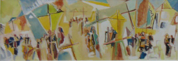 FRANCISCO CUOCO - Alegoria - Guache / CID - 10 x 30 cm.