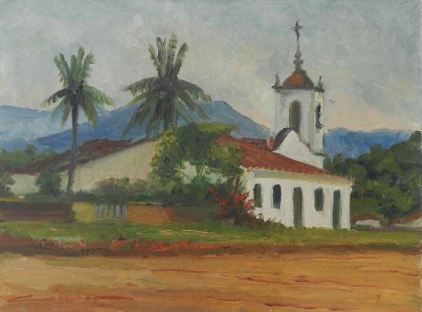 CAVALCANTE. Igreja. Óleo sobre tela, 30 x 40 cm. Assinado canto inferior esquerdo.