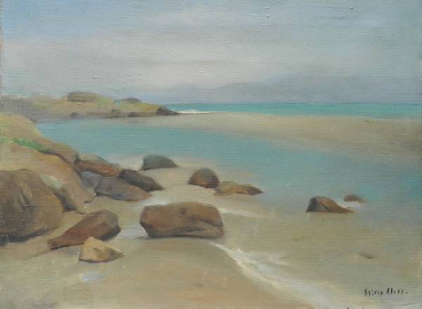 SILVIO ALVES, Marinha, óleo sobre tela, medindo 46 cm x 61 cm, assinado no canto inferior direito. S