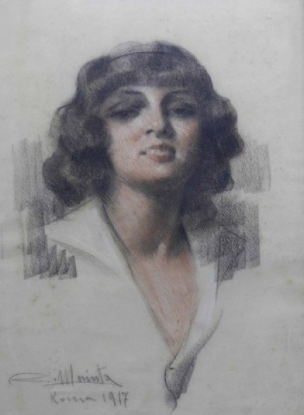 Manita (atribuído), Jovem, Pastel, medindo 55 cm x 40 cm, assinado no canto inferior esquerdo, dat 1
