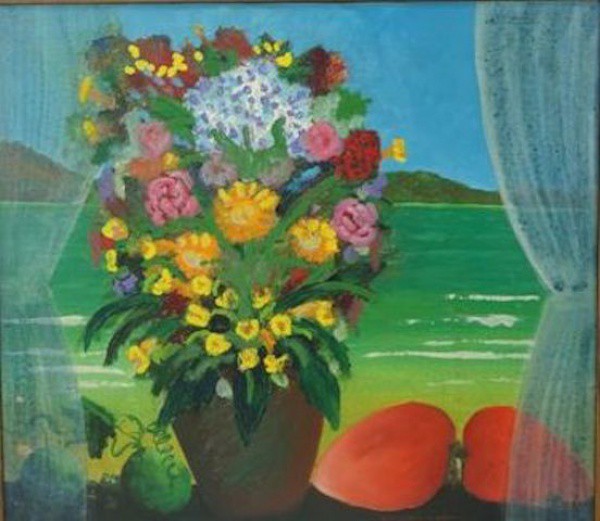 Ass. não identificada - Vaso de flores e mangas - OSE / CID - 60 X 69 cm.