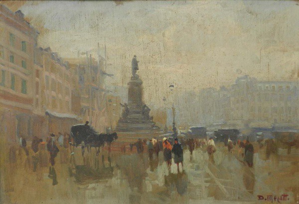 DARIO MECATTI , Paris, óleo sobre madeira, medindo 27 cm x 39 cm, assinado no canto inferior direito
