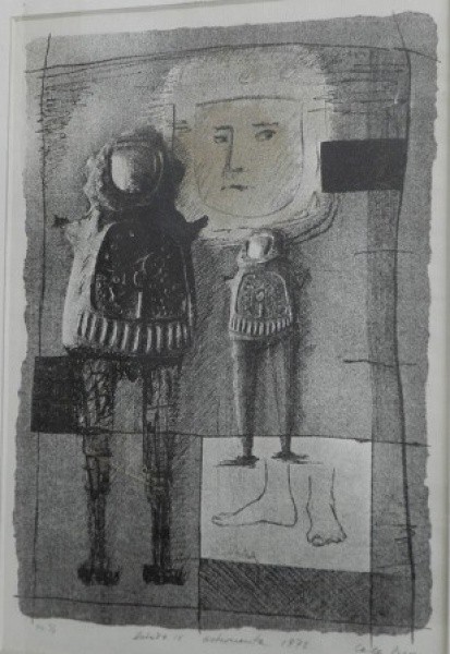 AUTOR NÃO IDENTIFICADO. Astronauta. (Circa de 1973). Gravura 60 X 42cm P.A . Assinado no canto inf