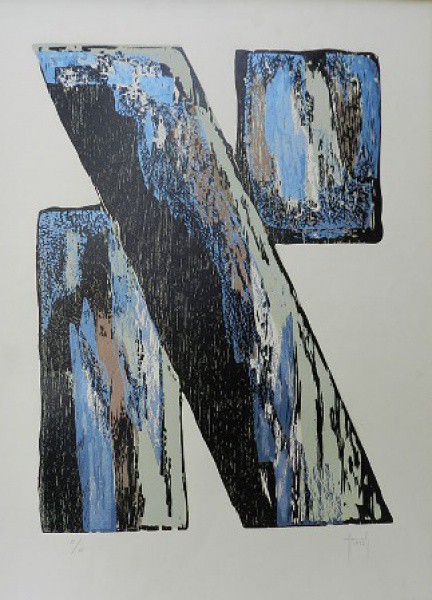 TAMAK. Composição. (circa de 1972). Gravura 66 X 48cm. Assinado no canto inferior direito. Tiragem