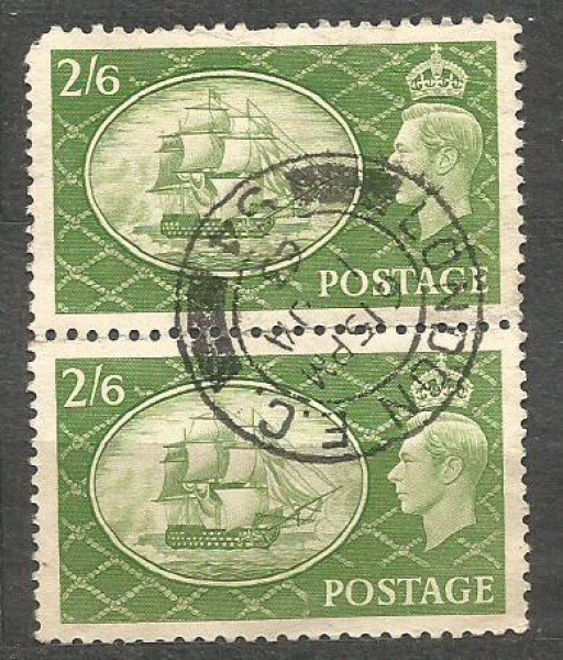 Filatelia : Dupla de selos Britânicos , efigie do Rei George VI. Carimbo Nítido. MBC