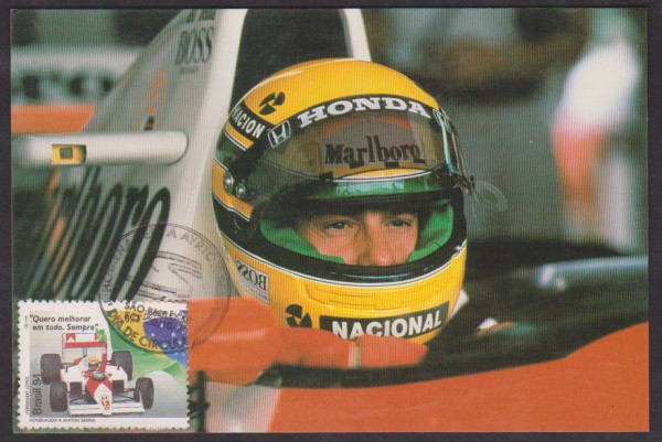 Brasil 1994 - Máximo postal com selo, carimbo e postal alusivo a Airton Senna!