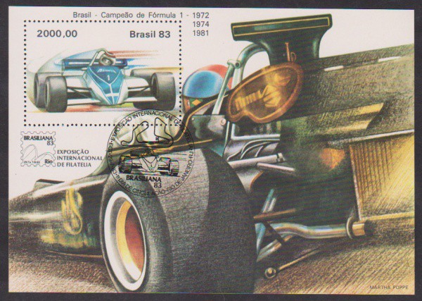 Brasil 1983 - Bloco Brasiliana FORMULA I com carimbo comemorativo!