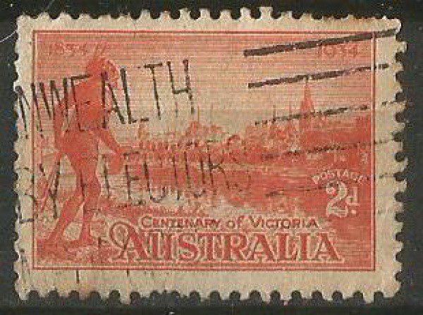 Filatelia : Selo Comemorativo Austrália - Centenário da Rainha Victoria, 1934. MBC