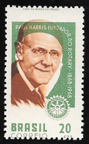 1968 - Fundador do Rotary. Selo sem carimbo com total deslocamento das cores!