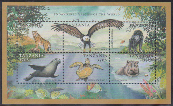 Tanzânia - Bloco filatélico sem carimbo com goma alusivo ao tema aves e fauna!