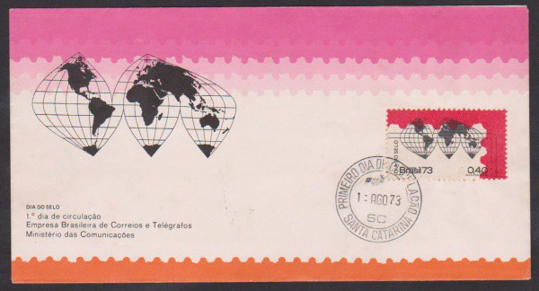 Brasil 1973 - Dia do Selo. FDC oficial com selo e carimbo do primeiro dia de circulação! Vaor de cat