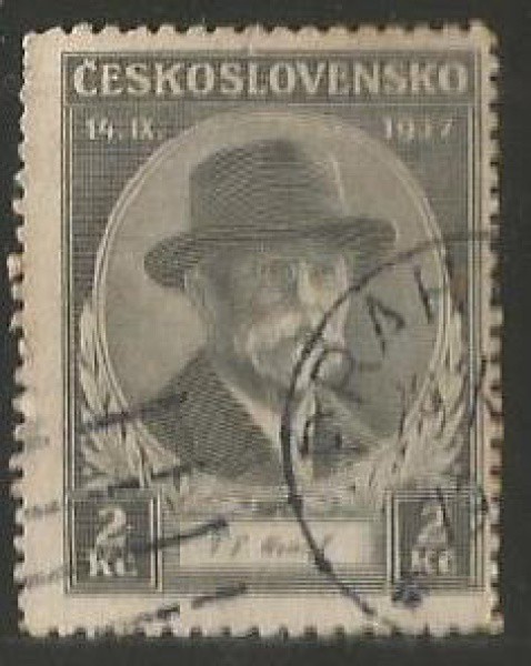 Filatelia :  Selos Tchecoslováquia , Efigie de Tomas Garriga Masaryk Presidente, 1937. MBC