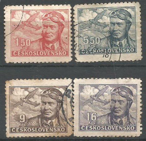 Filatelia : Selos (4) Aéreos  Tchecoslováquia,. Ótimo estado.