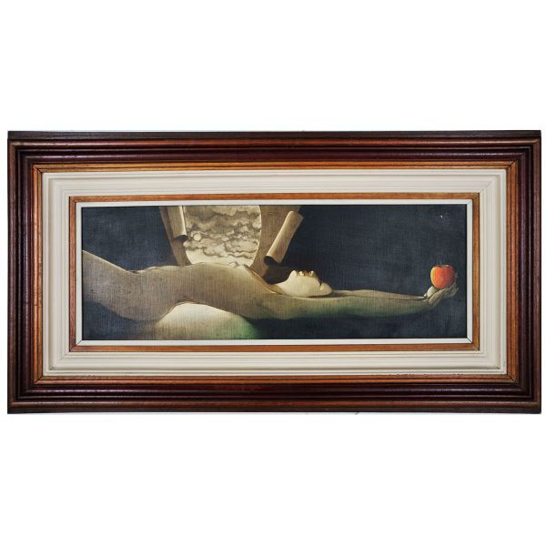 SAMIR MATTAR - Óleo sobre tela Nu Feminino, assinado no c.i.e. Meds: 24,0 cm x 68,0 cm (tela) e 49,0