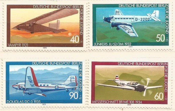 Filatelia : Selos (4) Alemães, Temática Aviões.NOVOS