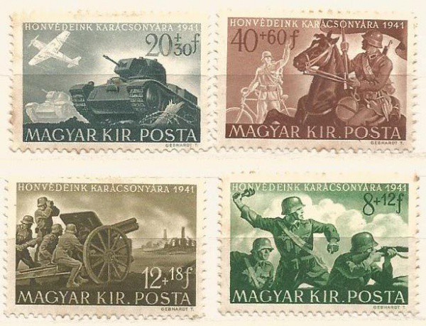 Filatelia : Selos (4)  Hungria, ano 1941. Ótimo Estado.